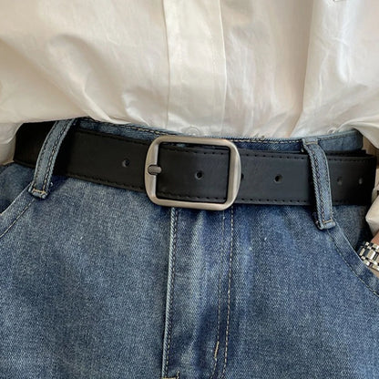 PU Leather Belt for women's Black Brown trousers belt for Jeans Casual Fashion Belts Vintage Strap Female Waistband AB005