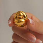 Gold Color Silver Stainless Steel Ring for Womens Fashion Hollow Out Spherical Chunky Rings Female Punk Luxury Jewelry