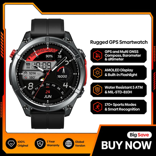 Zeblaze Stratos 4 Smartwatch - AMOLED Display & Voice Call