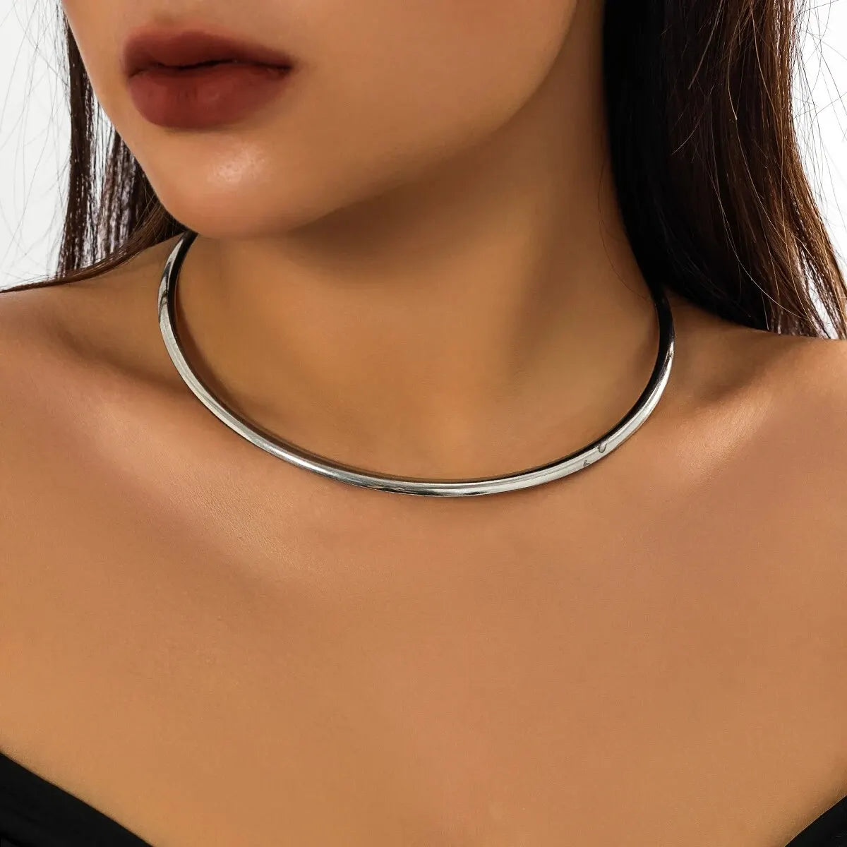 Vintage Iron Metal Torques Choker Necklace Women Goth Gold Color Smooth Adjustable Chain Fashion Jewelry Steampunk Party Gift