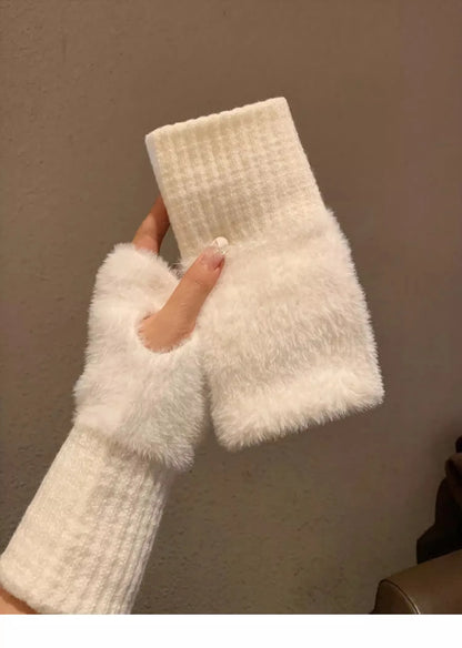 Luxurious Soft Plush Fingerless Winter Gloves