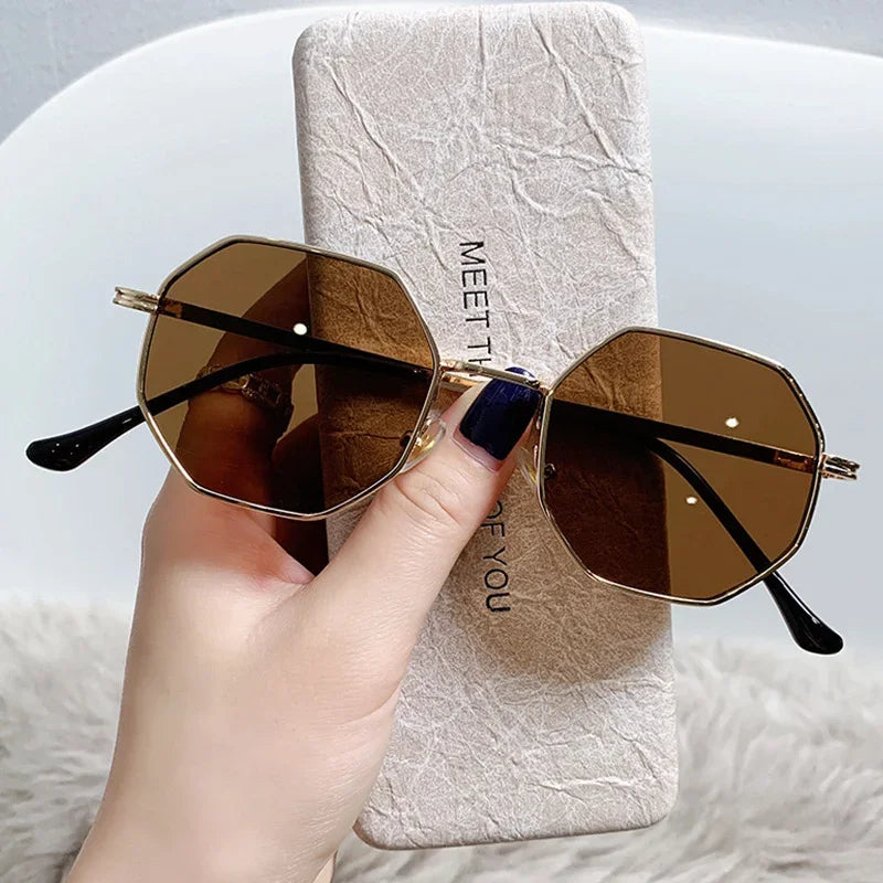 Vintage Octagon Metal Sunglasses - Luxury Style