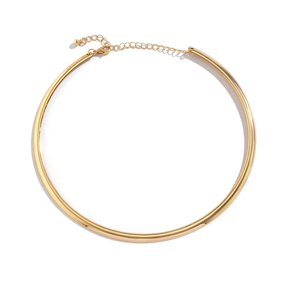 Vintage Iron Metal Torques Choker Necklace Women Goth Gold Color Smooth Adjustable Chain Fashion Jewelry Steampunk Party Gift