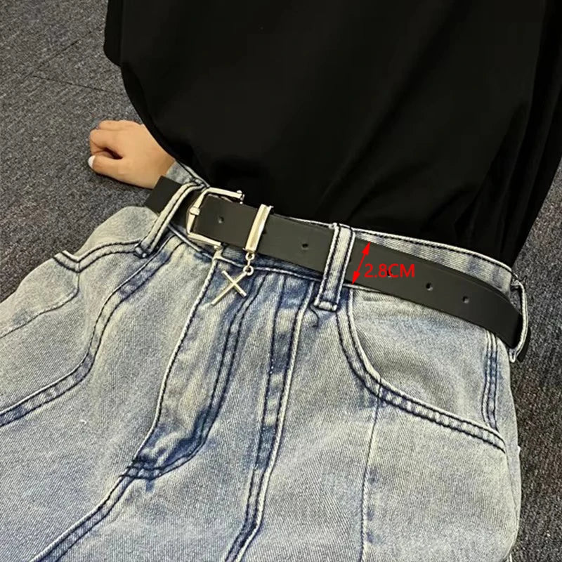 PU Leather Belt for women's Black Brown trousers belt for Jeans Casual Fashion Belts Vintage Strap Female Waistband AB005