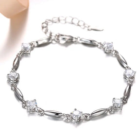 S925 Sterling Silver Bracelet Zircon Sweet Delicate Amethyst Bracelet Jewelry For Women, Christmas Gifts