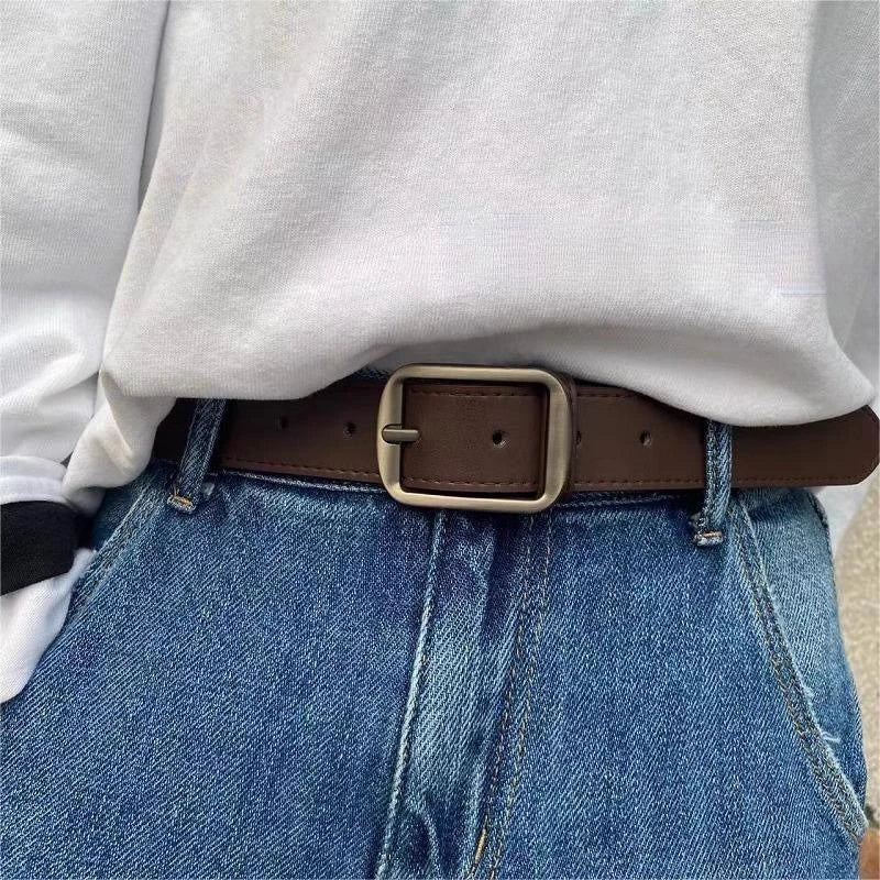 PU Leather Belt for women's Black Brown trousers belt for Jeans Casual Fashion Belts Vintage Strap Female Waistband AB005