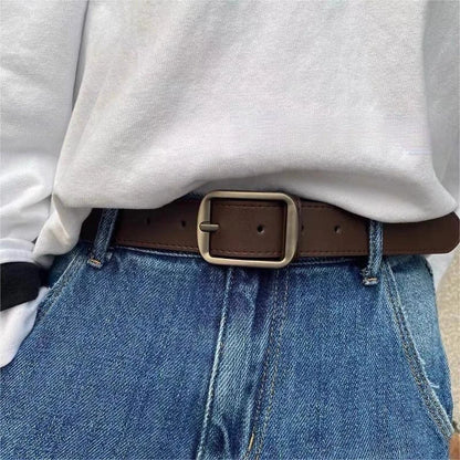 PU Leather Belt for women's Black Brown trousers belt for Jeans Casual Fashion Belts Vintage Strap Female Waistband AB005