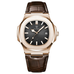 POEDAGAR Top Luxury Man Watch Date Waterproof Luminous Leather Watches For Men High Quality Square Men's Quartz Wristwatch Reloj