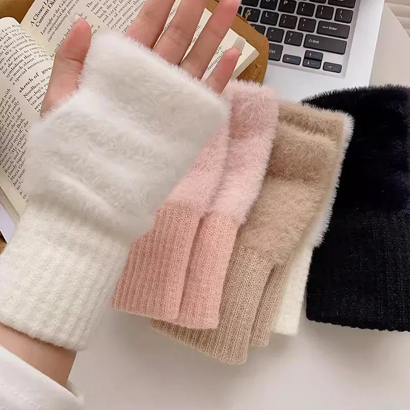 Luxurious Soft Plush Fingerless Winter Gloves