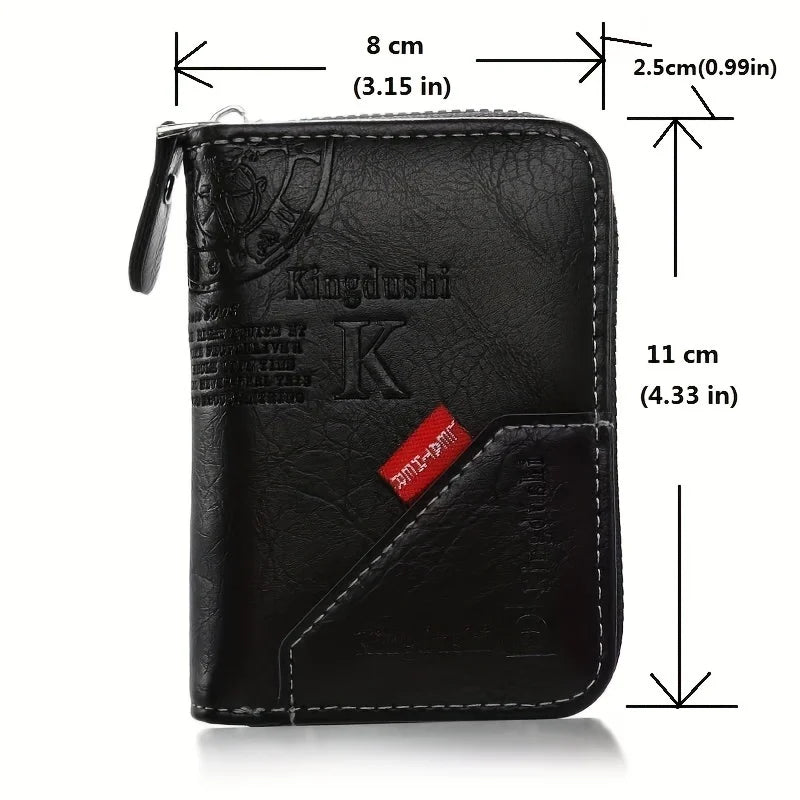 Vintage-Inspired Compact PU Leather Wallet - Multiple Card Slots, Portable Credit Card Holder, Stylish Retro Design