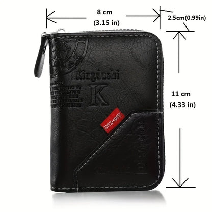 Vintage-Inspired Compact PU Leather Wallet - Multiple Card Slots, Portable Credit Card Holder, Stylish Retro Design