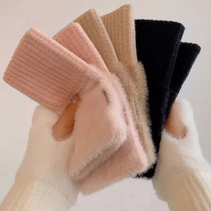 Luxurious Soft Plush Fingerless Winter Gloves