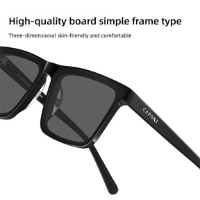 CAPONI náilon polarizado óculos de sol acetato de alta qualidade quadrado design plano óculos de sol para homem uv400 proteger preto tons cp7499 oculos masculinos oculos de sol masculino polarizado