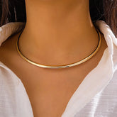 Vintage Iron Metal Torques Choker Necklace Women Goth Gold Color Smooth Adjustable Chain Fashion Jewelry Steampunk Party Gift