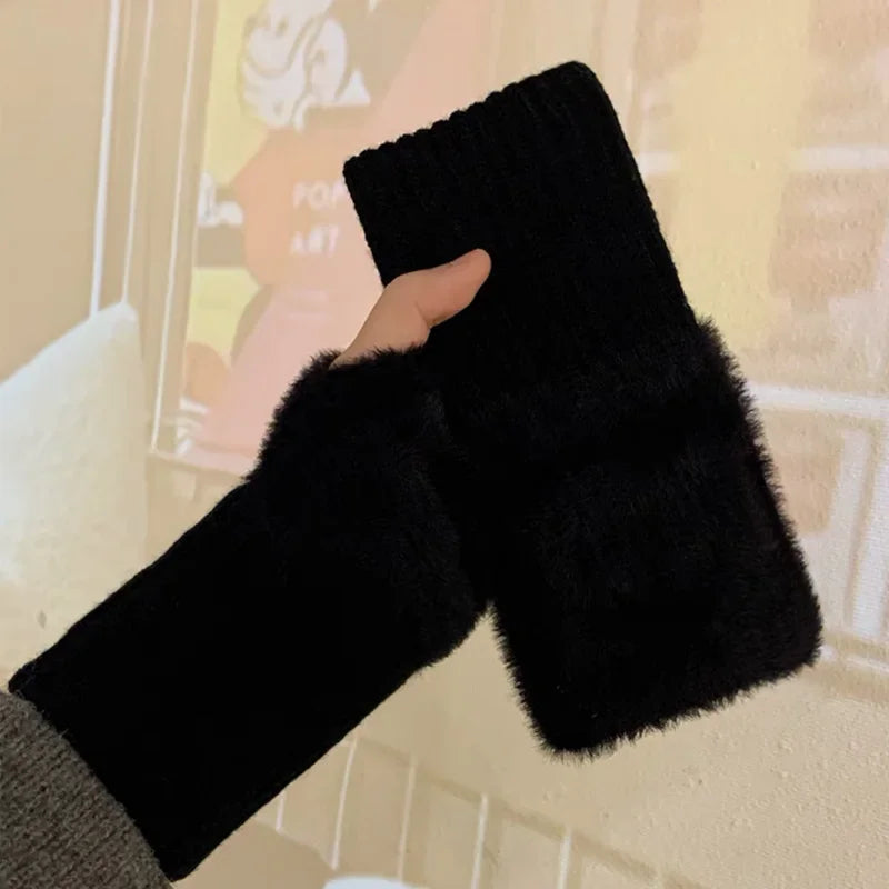 Luxurious Soft Plush Fingerless Winter Gloves