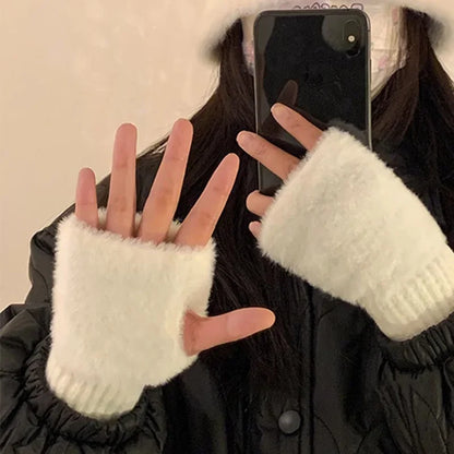 Luxurious Soft Plush Fingerless Winter Gloves