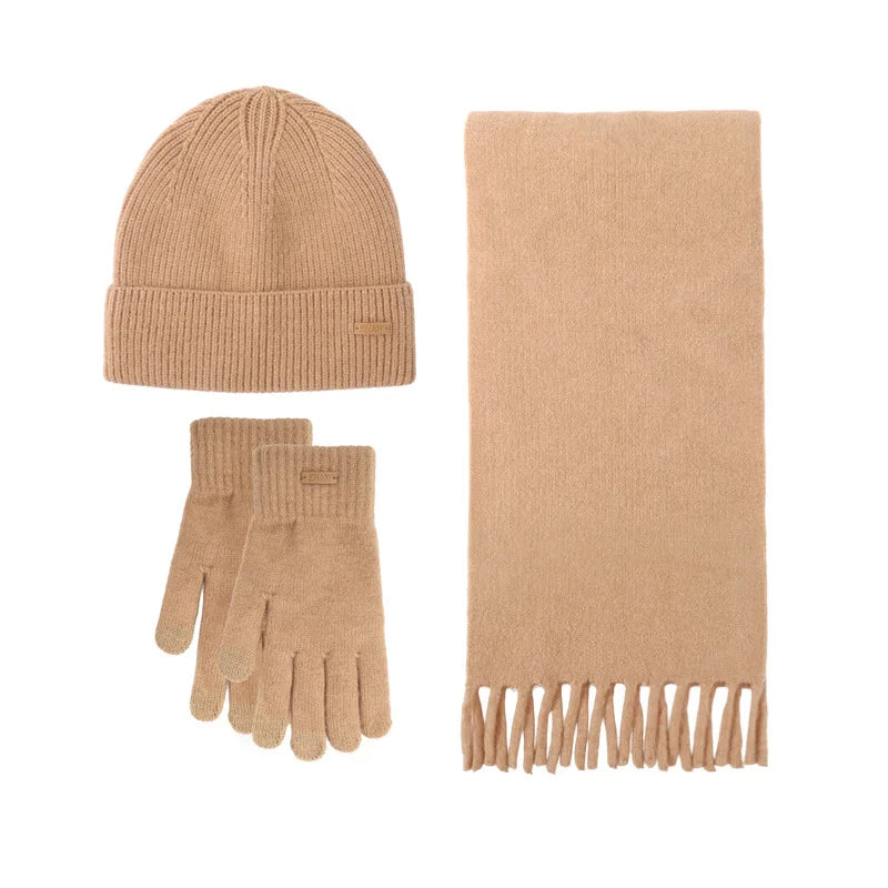 Elegant Winter 3-Piece Set: Hat, Scarf & Gloves Gift