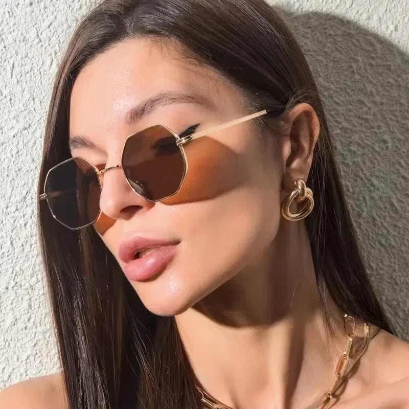 Vintage Octagon Metal Sunglasses - Luxury Style