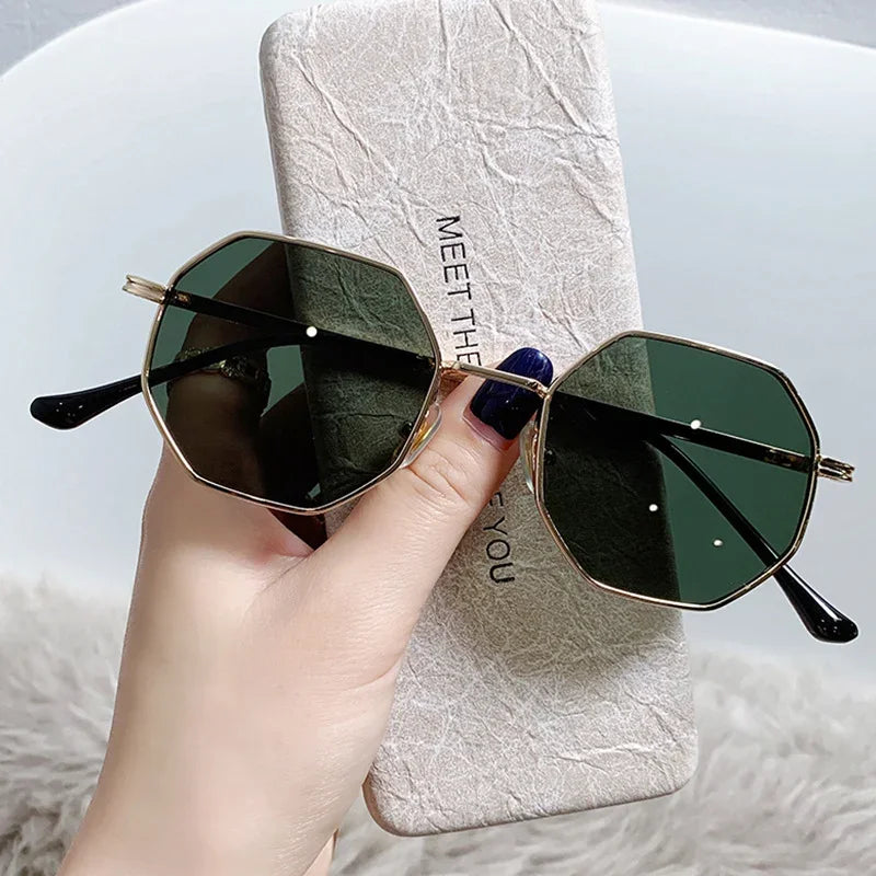 Vintage Octagon Metal Sunglasses - Luxury Style