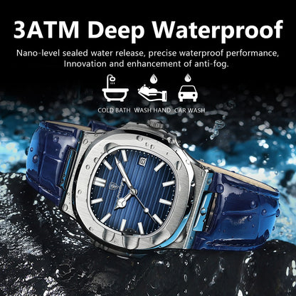Top Luxury Man Watch Date Waterproof Luminous Leather Watches For Men High Quality Square Men's Quartz Wristwatch Reloj