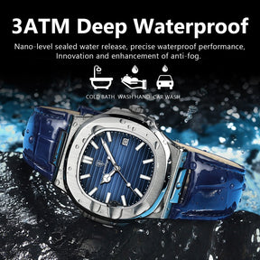 POEDAGAR Top Luxury Man Watch Date Waterproof Luminous Leather Watches For Men High Quality Square Men's Quartz Wristwatch Reloj