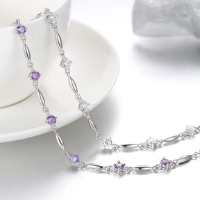S925 Sterling Silver Bracelet Zircon Sweet Delicate Amethyst Bracelet Jewelry For Women, Christmas Gifts