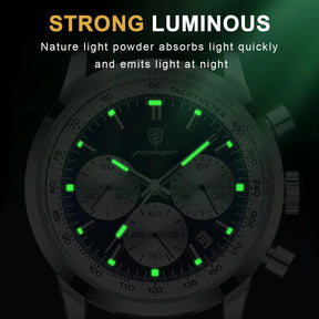Poedagar avançado calendário à prova dwaterproof água luz noturna temporizador relógio masculino negócios de luxo moda relógio de couro masculino