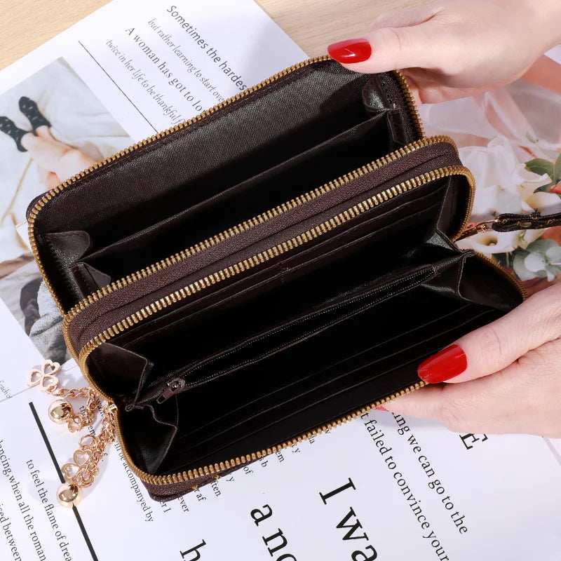 Large-capacity Simple Long Wallet, Faux Leather Zipper Purse, Casual Multifunctional Clutch Bag