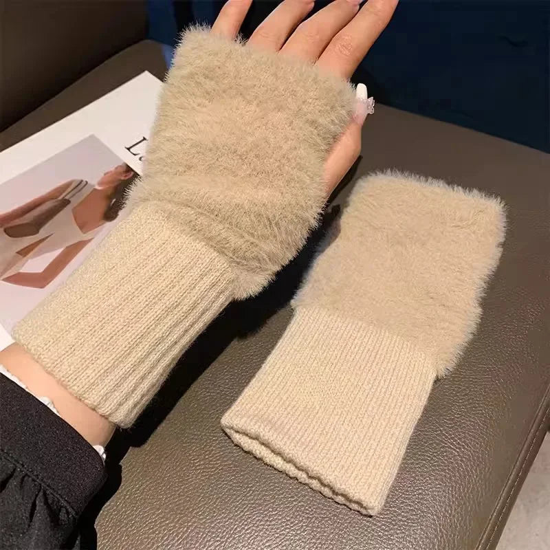 Luxurious Soft Plush Fingerless Winter Gloves