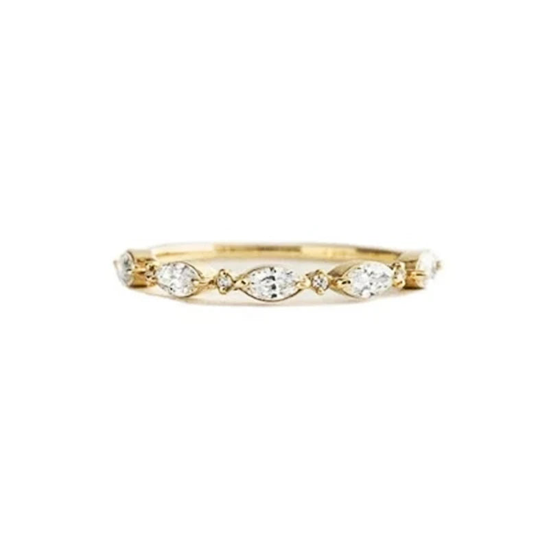 Huitan Simple Stylish Female Finger-ring with Marquise Round Cubic Zirconia Exquisite Women Rings Fashion Versatile Jewelry Bulk