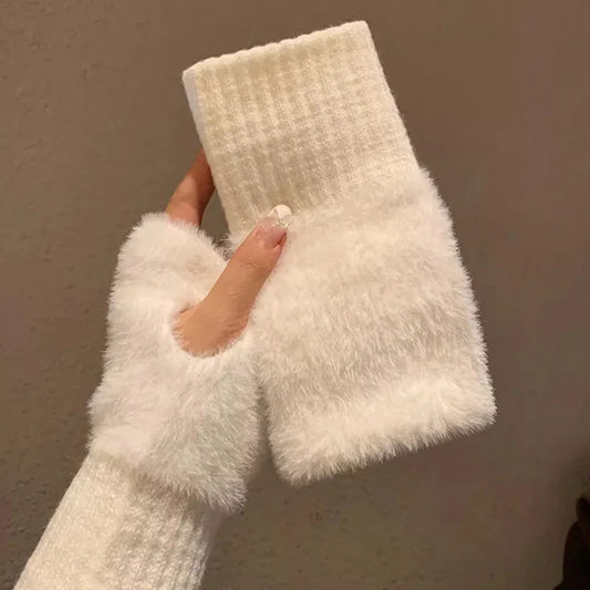 Luxurious Soft Plush Fingerless Winter Gloves