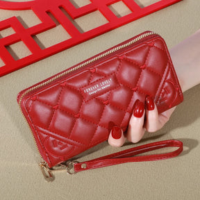 2024 New Wallet Women's European and American Card Bag Zipper Handbag Embroidered Mobile Phone Bag