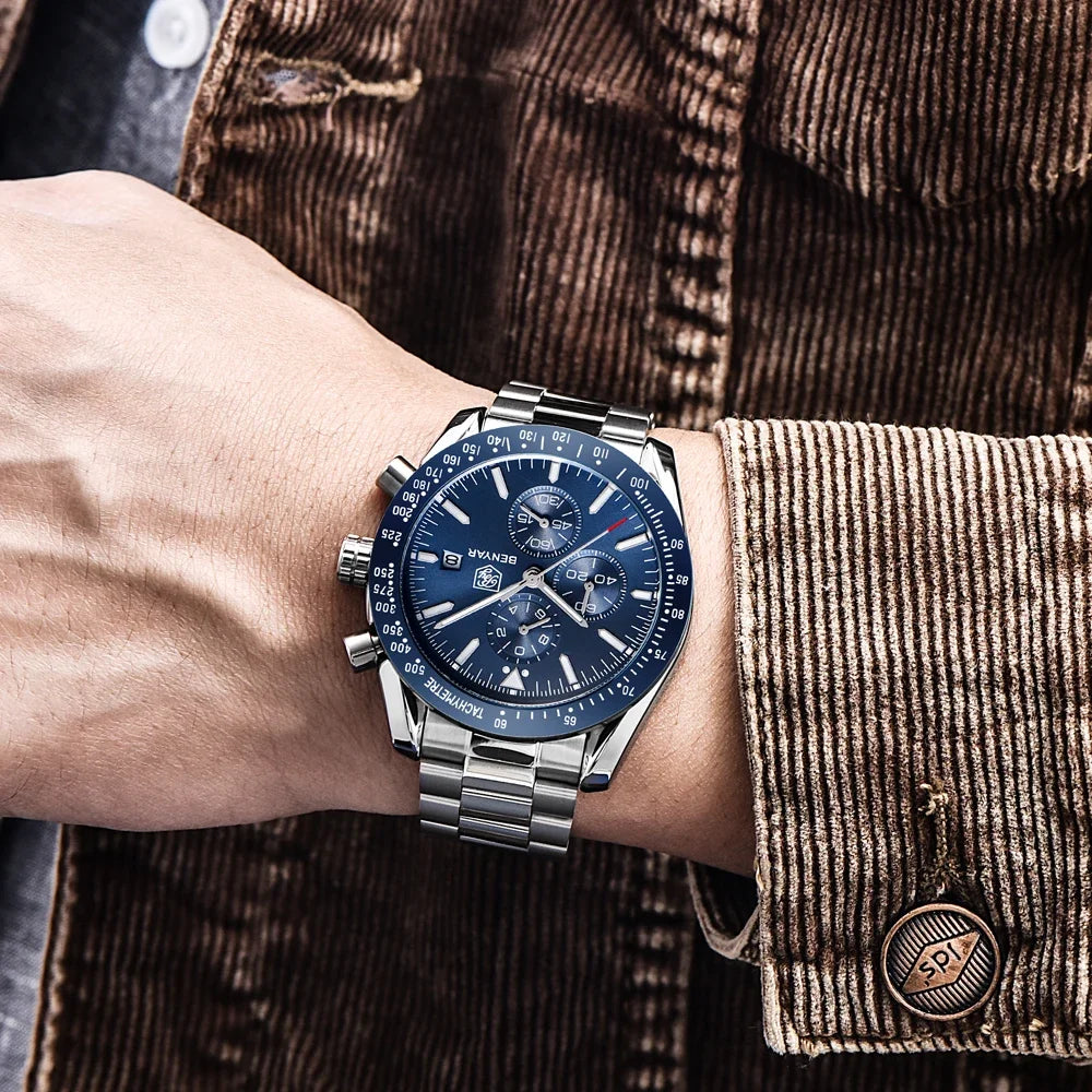 Relógio masculino benyar marca superior de luxo aço completo negócios relógio quartzo masculino casual à prova dwaterproof água esportes relógios relogio masculino
