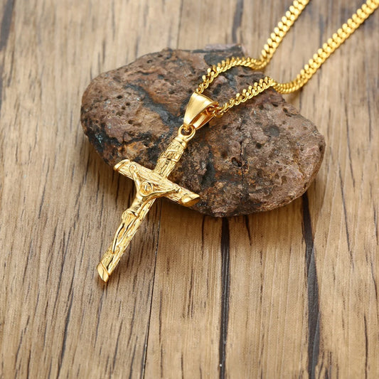 Gold Stainless Steel Cross Necklace