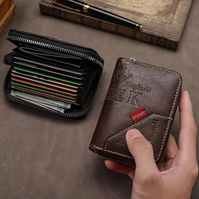 Vintage-Inspired Compact PU Leather Wallet - Multiple Card Slots, Portable Credit Card Holder, Stylish Retro Design