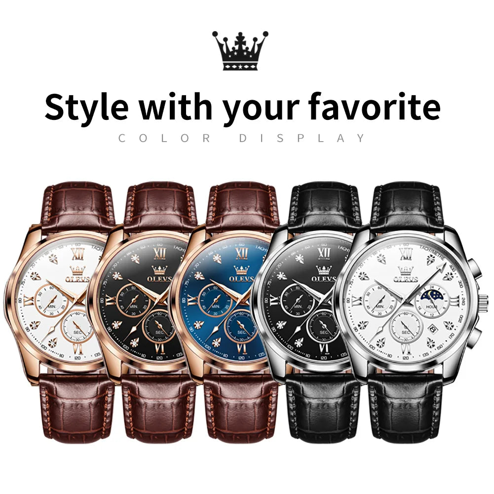 Quartz Watch - Stylish Luminous Moon Phase