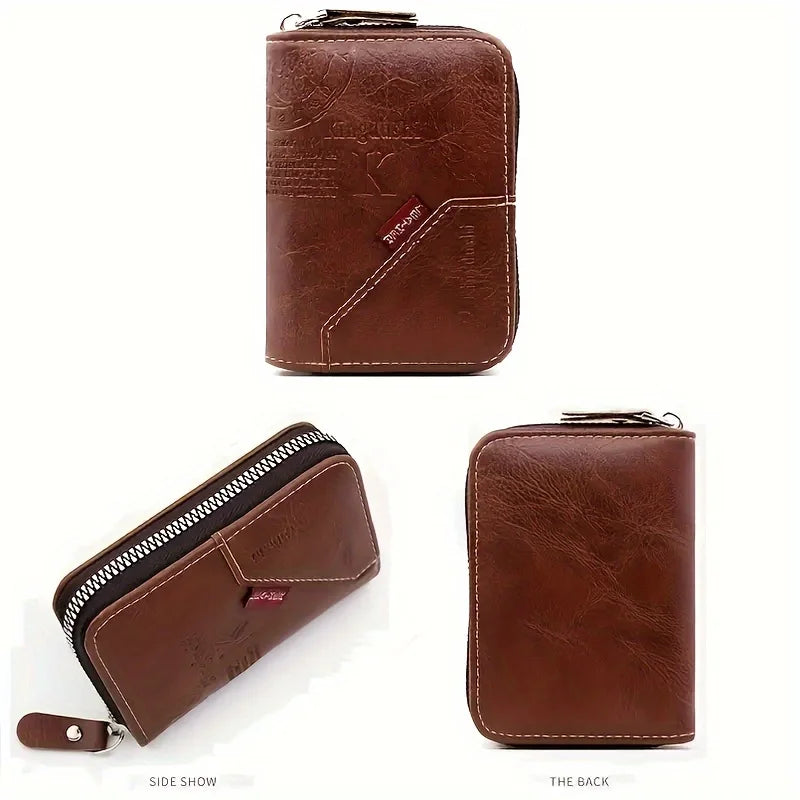 Vintage-Inspired Compact PU Leather Wallet - Multiple Card Slots, Portable Credit Card Holder, Stylish Retro Design