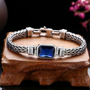 Men's Vintage Blue Zircon Handwoven Bracelet