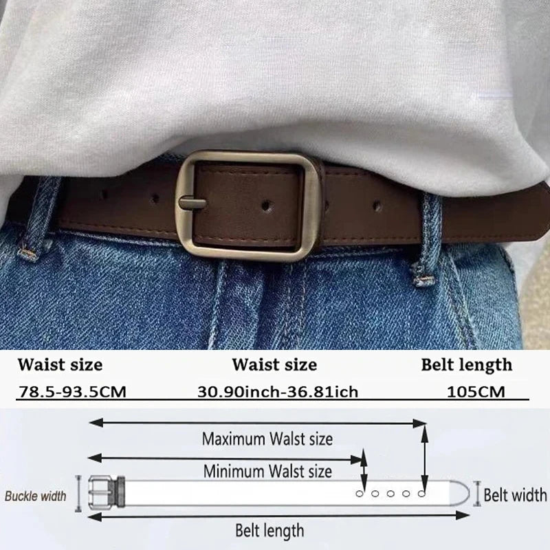 PU Leather Belt for women's Black Brown trousers belt for Jeans Casual Fashion Belts Vintage Strap Female Waistband AB005