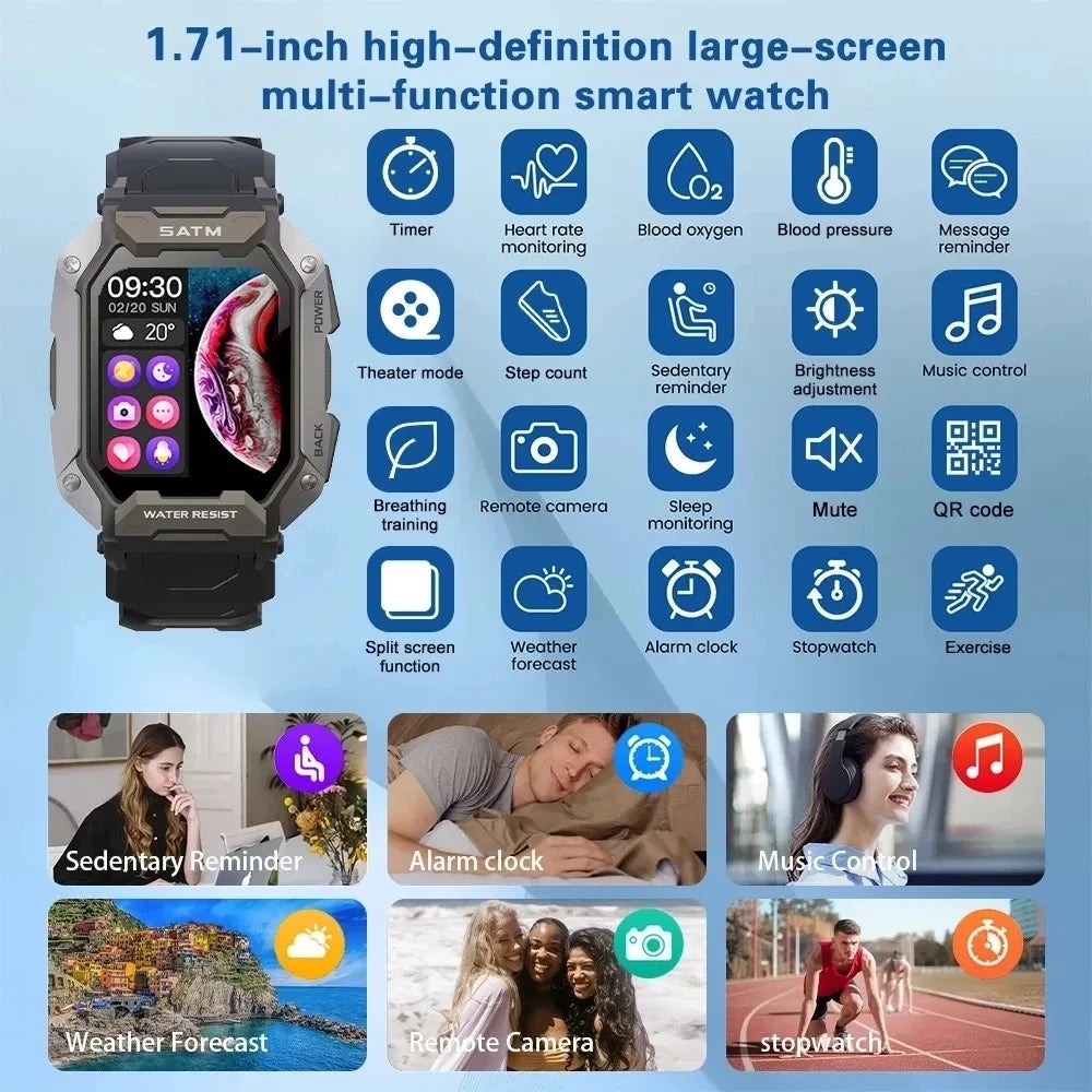 Men's Outdoor Sports Smartwatch - Waterproof & Fitness Tracker