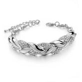 1PC Hip Hop Leaf Bracelet Women's Gold Twisted Shining Crystal Stone Pendant Bracelet Elegant Adjustable Chain Daily Jewelry