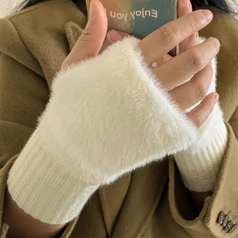 Luxurious Soft Plush Fingerless Winter Gloves