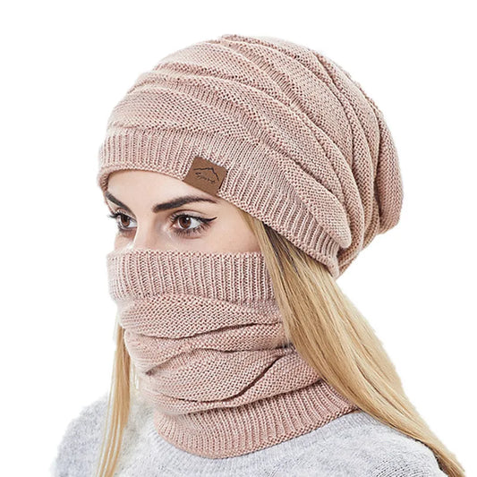 Elegant Winter Knit Beanie & Scarf Set for Women