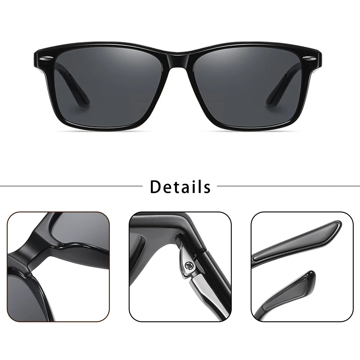 Óculos de Sol Polarizados CATERSIDE TR90 Masculinos Quadrados Ultraleves da Moda, Óculos de Sol Femininos de Marca para Dirigir, Festas e Esportes, Presente