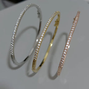 Top Quality Fashion Lovely Bangle Pure Sterling 925 Silver Jewelry For Women Design Bangle Cute Diamond Party Gift Jewelry Size6