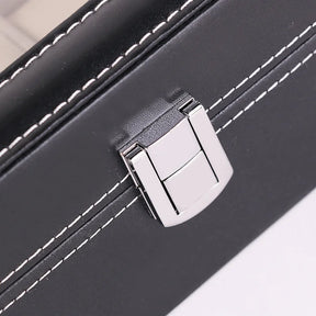 Venda quente de couro do plutônio display armazenamento coleção organizador caixa relógio caso com vidro slot superior relógio masculino suporte caixa exibição presentes