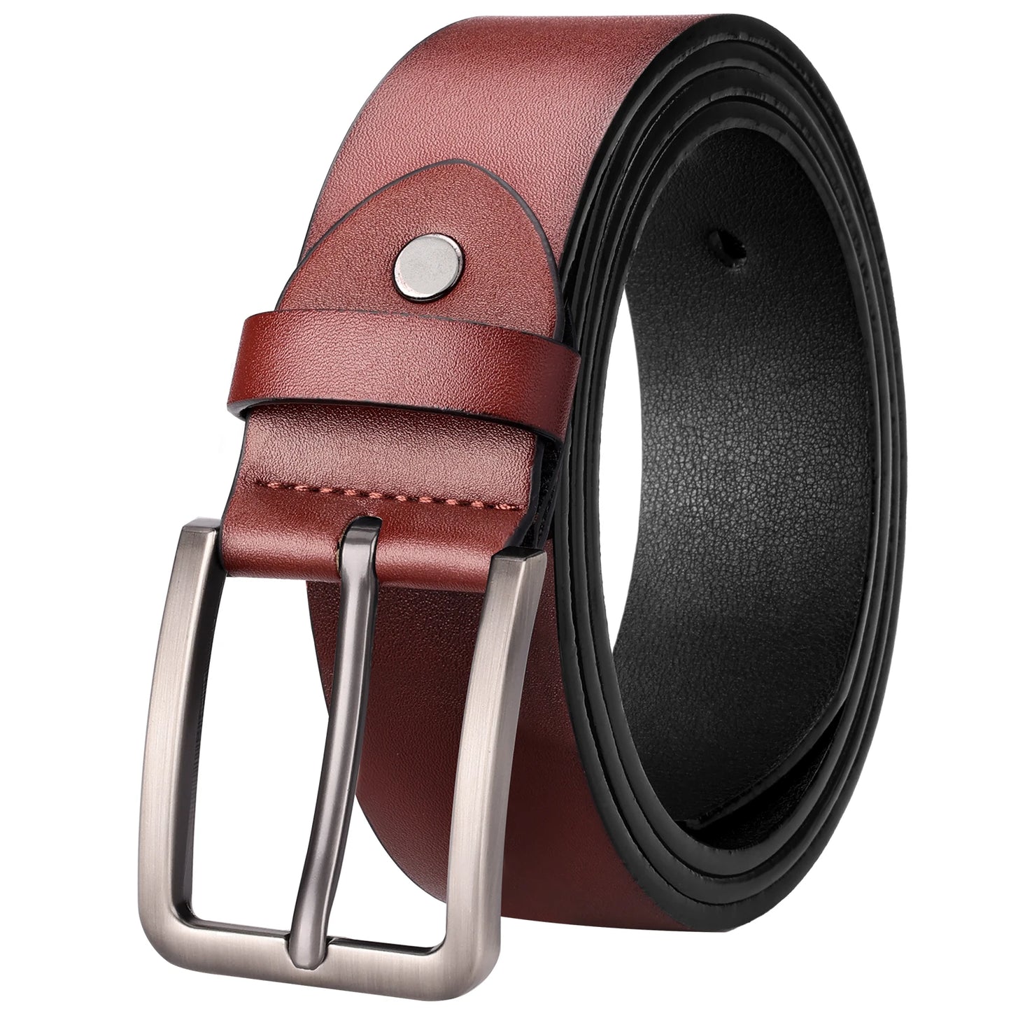 Maikun Fashion Men's Anti Scratch Alloy Pin Buckle Belt Casual Classic 7 Holes PU Belt Business Suit Belt Jeans Waistband