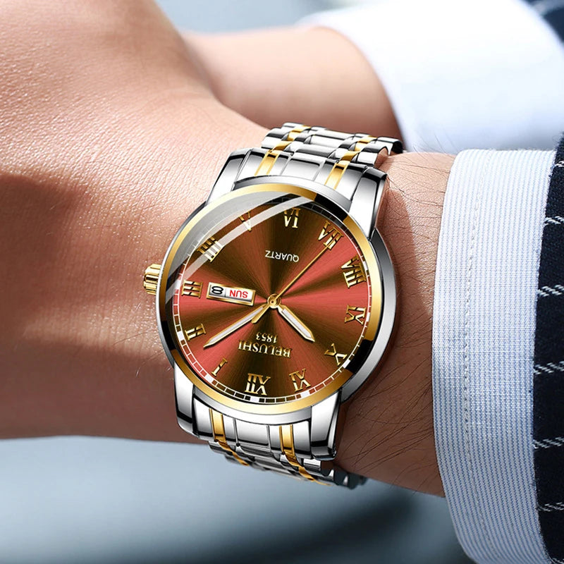 Men's Luxury Quartz Watch - Stainless Steel Elegance