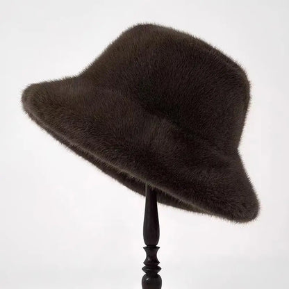 Soft Plush Winter Bucket Hat for Women
