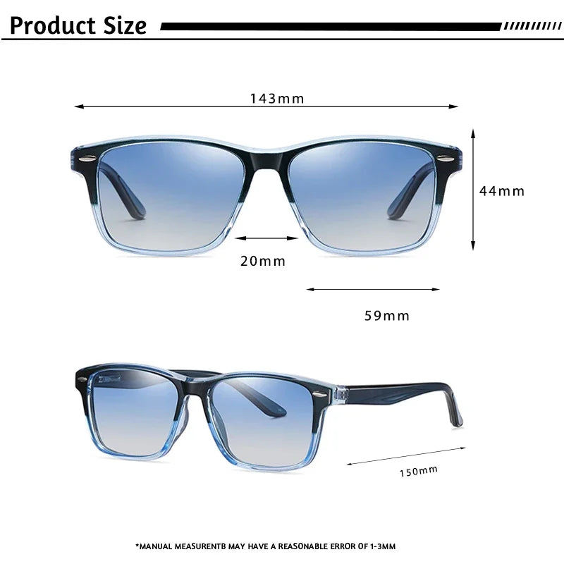 Óculos de Sol Polarizados CATERSIDE TR90 Masculinos Quadrados Ultraleves da Moda, Óculos de Sol Femininos de Marca para Dirigir, Festas e Esportes, Presente